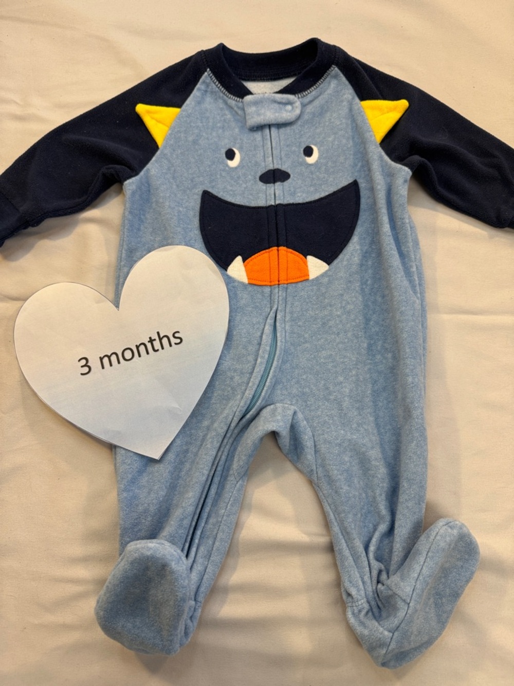 Carter's - long sleeve footed fleece sleeper/pajamas. Size 3 months